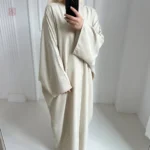 Kimono Décontracté en Lin, couleur beige, style abaya