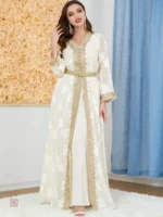 Abaya Kimono Beige Élégante en style raffiné