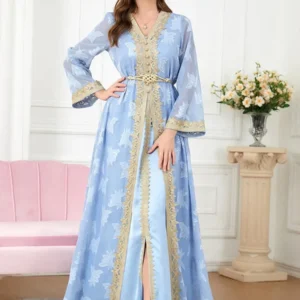Abaya Kimono Bleue Luxe