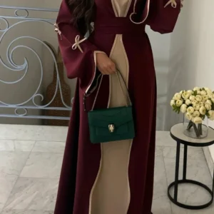 Abaya Kimono Bordeaux Stylée élégante et moderne