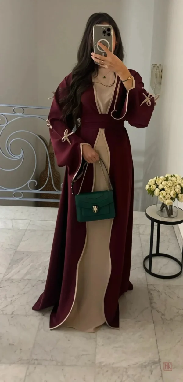 Abaya Kimono Bordeaux Stylée élégante et moderne