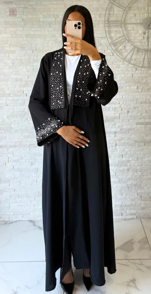 abaya-kimono-de-luxe-a-perles-1 Abaya Kimono Luxe avec perles élégantes