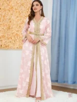Abaya Kimono Luxe Rose élégant et raffiné