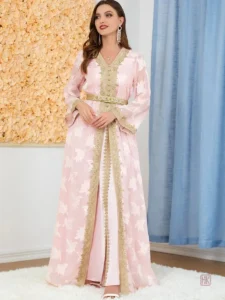 Abaya Kimono Luxe Rose élégant et raffiné