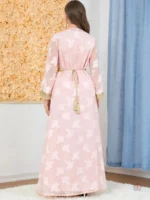 Abaya Kimono rose avec design chic et moderne