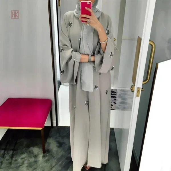 abaya-kimono-grise-legere-1 Abaya Kimono Grise Légère