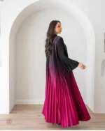Abaya kimono plissée rose dégradé