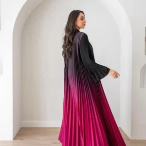 Abaya kimono plissée rose dégradé