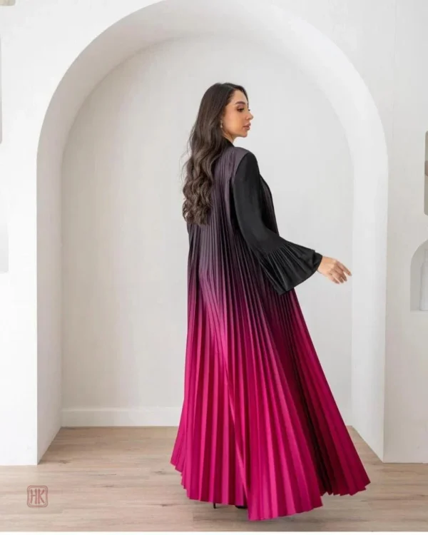 abaya-kimono-plissee-rose-degrade-1 Abaya kimono plissée rose dégradé
