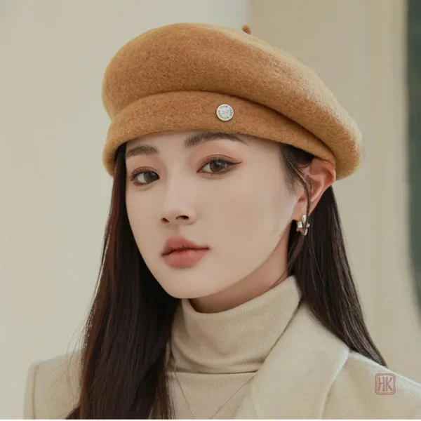 Accessoire en laine pour femme, béret élégant