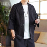 Blazer Kimono Homme Noir élégant pour un style décontracté