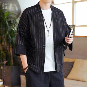 Blazer Kimono Homme Noir élégant pour un style décontracté