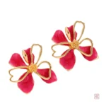 Boucles d'oreilles fantaisie avec motif floral doré