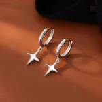 Boucles d'oreilles fantaisie en argent, design étoilé et rond