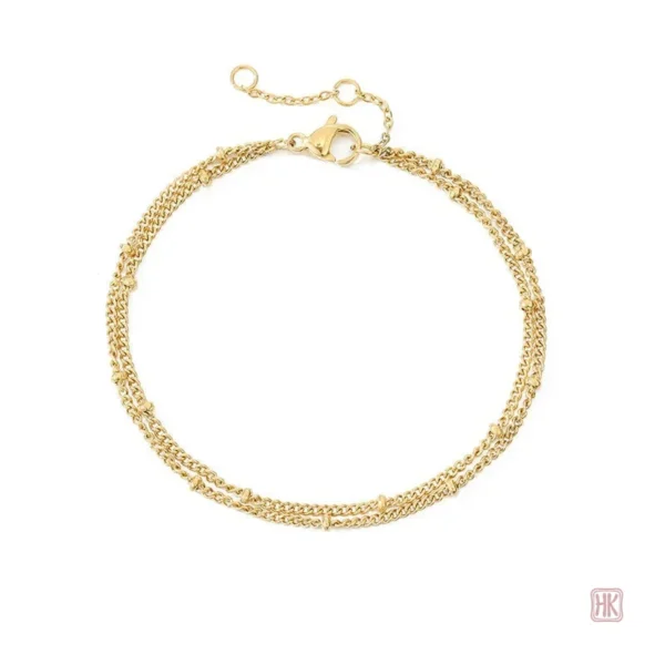 Bijou féminin à double chaînes et petites boules, look chic