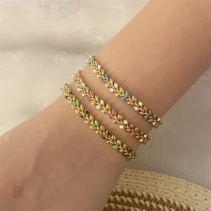 Bracelet de feuilles colorées pour femme tendance