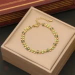 Accessoire féminin : bracelet feuilles colorées élégant