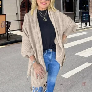 Veste Kimono avec franges pour femme