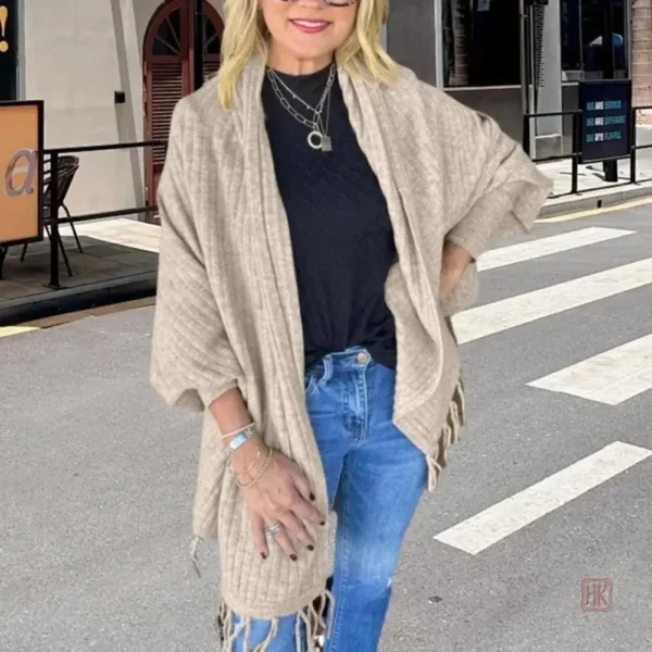 Veste Kimono avec franges pour femme