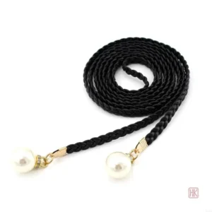 Ceinture tressée élégante pour femme avec perles