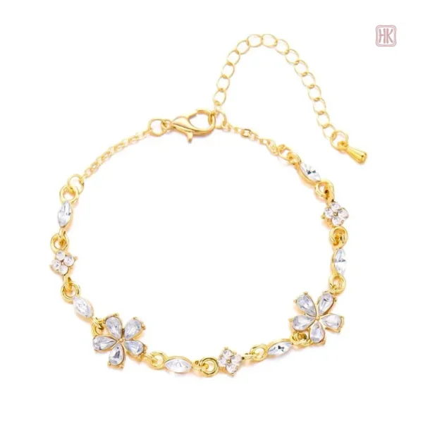 Bracelet tendance avec motifs floraux en zircon scintillant