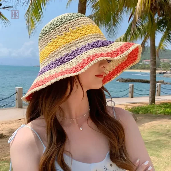 Chapeau de Paille Coloré pour femmes, idéal pour l'été
