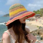 Chapeau d'été coloré en paille, accessoire féminin tendance
