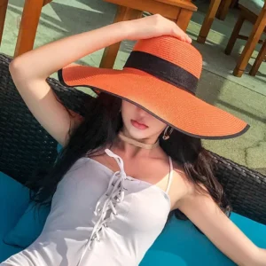 Chapeau d'été en paille pour femme, style décontracté