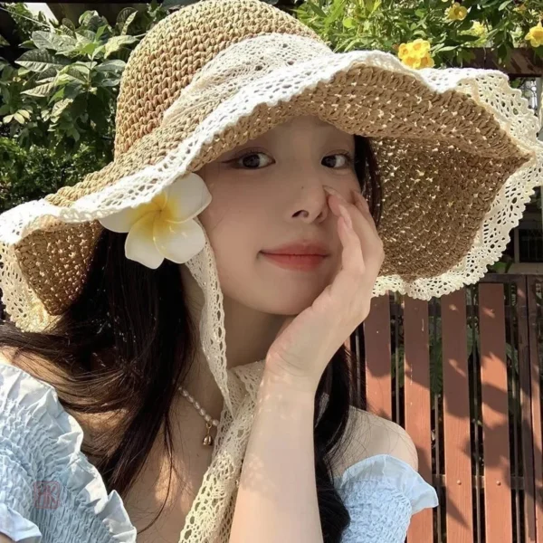 Chapeau d'été féminin en paille, style girly et tendance