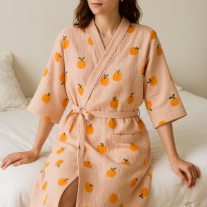 Chemise de nuit coton kimono pour femme