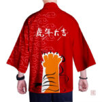 Chemise Kimono Rouge pour homme, style élégant et décontracté