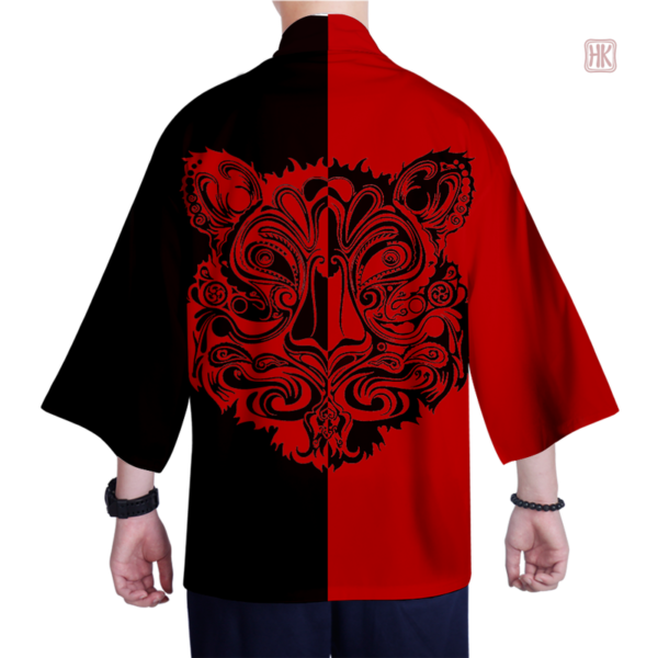 chemise-kimono-homme-rouge-noir-1 Chemise kimono homme rouge et noir en style moderne