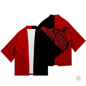 Veste kimono homme avec motif rouge et noir élégant