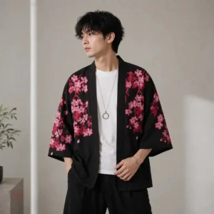 Chemise kimono fleuri pour homme élégante et décontractée