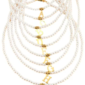 Bijou femme élégant, collier de perles avec initiale personnalisée