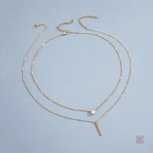 Collier féminin à double pendentif, accessoire stylé moderne