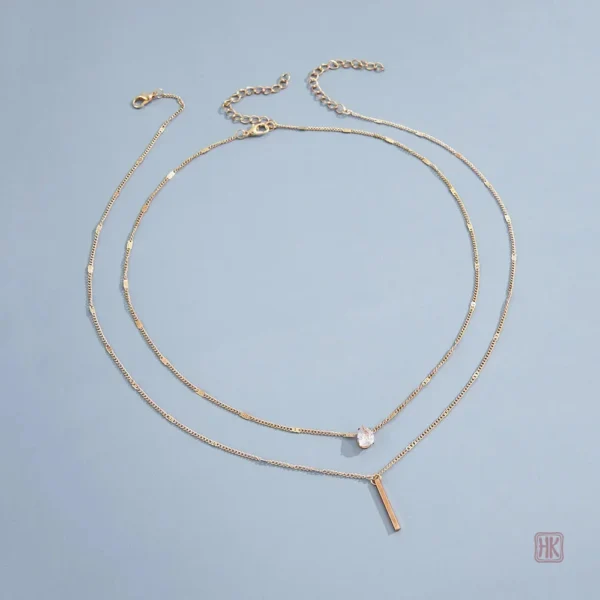 Collier féminin à double pendentif, accessoire stylé moderne