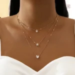 Collier Multicouche à Triple Pendentif tendance pour femme