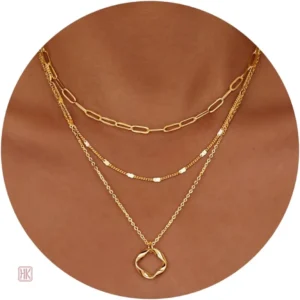 Collier tendance à triple chaîne, accessoire féminin stylé