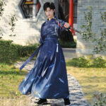 Kimono homme bleu avec motif samouraï