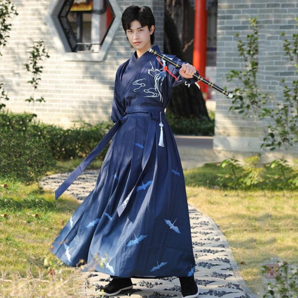 Kimono homme bleu avec motif samouraï