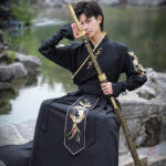 Kimono noir style samouraï pour homme