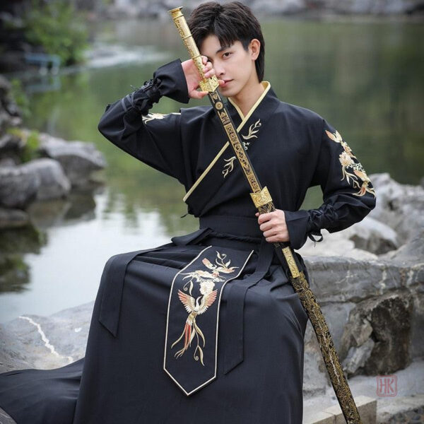 Kimono noir style samouraï pour homme
