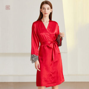 Déshabillé kimono femme rouge élégant