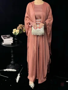 Abaya Kimono rose avec détails élégants