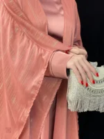 Kimono de luxe, style abaya, couleur rose