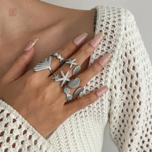 Bagues en coquillage, style moderne et élégant pour femmes