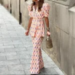 Ensemble Kimono à Manches Courtes Bouffantes élégant