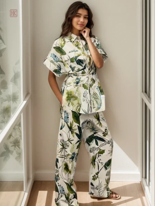 ensemble-kimono-a-motifs-feuilles-1 Ensemble Kimono à motifs feuilles élégant et coloré