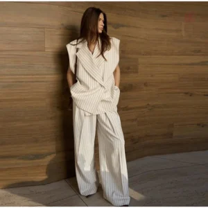 Ensemble de kimono léger avec motifs à rayures